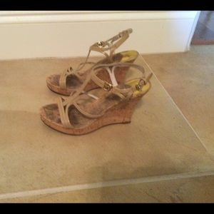 Michael Kors patent leather wedge sandals
